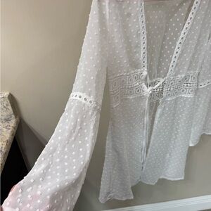 White Sheer Lace beach cover up